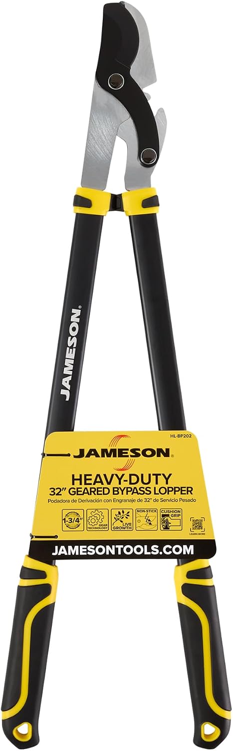 Heavy-Duty 32″ Geared Bypass Lopper | 1-3/4″ Cutting Capacity | Compound Lever & Gear Technology | Aluminum Frame | Non-Stick Blade
