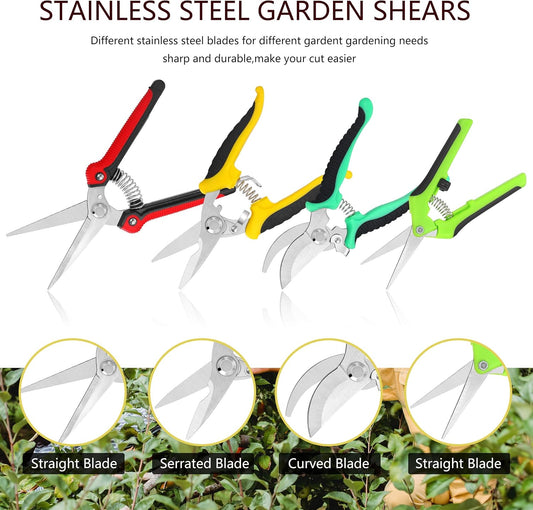 5‑Piece Garden Pruning Shears Set with Gloves & Storage Bag – Stainless Steel Trimming Scissors for Flowers, Herbs & Small Branches – Ergonomic Gardening Tools Kit (Multi-color)