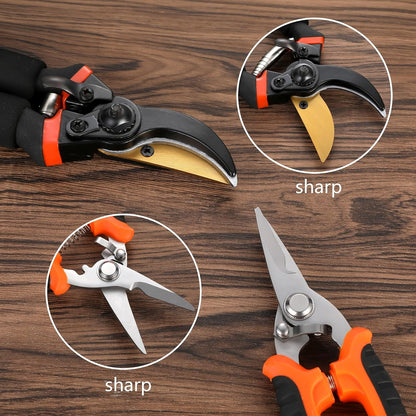 5‑Piece Garden Pruning Shears Set with Gloves & Storage Bag – Stainless Steel Trimming Scissors for Flowers, Herbs & Small Branches – Ergonomic Gardening Tools Kit (Multi-color)
