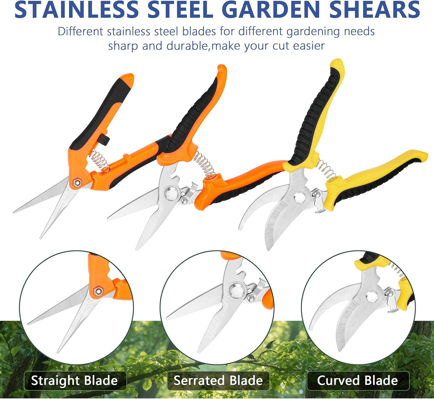 5‑Piece Garden Pruning Shears Set with Gloves & Storage Bag – Stainless Steel Trimming Scissors for Flowers, Herbs & Small Branches – Ergonomic Gardening Tools Kit (Multi-color)