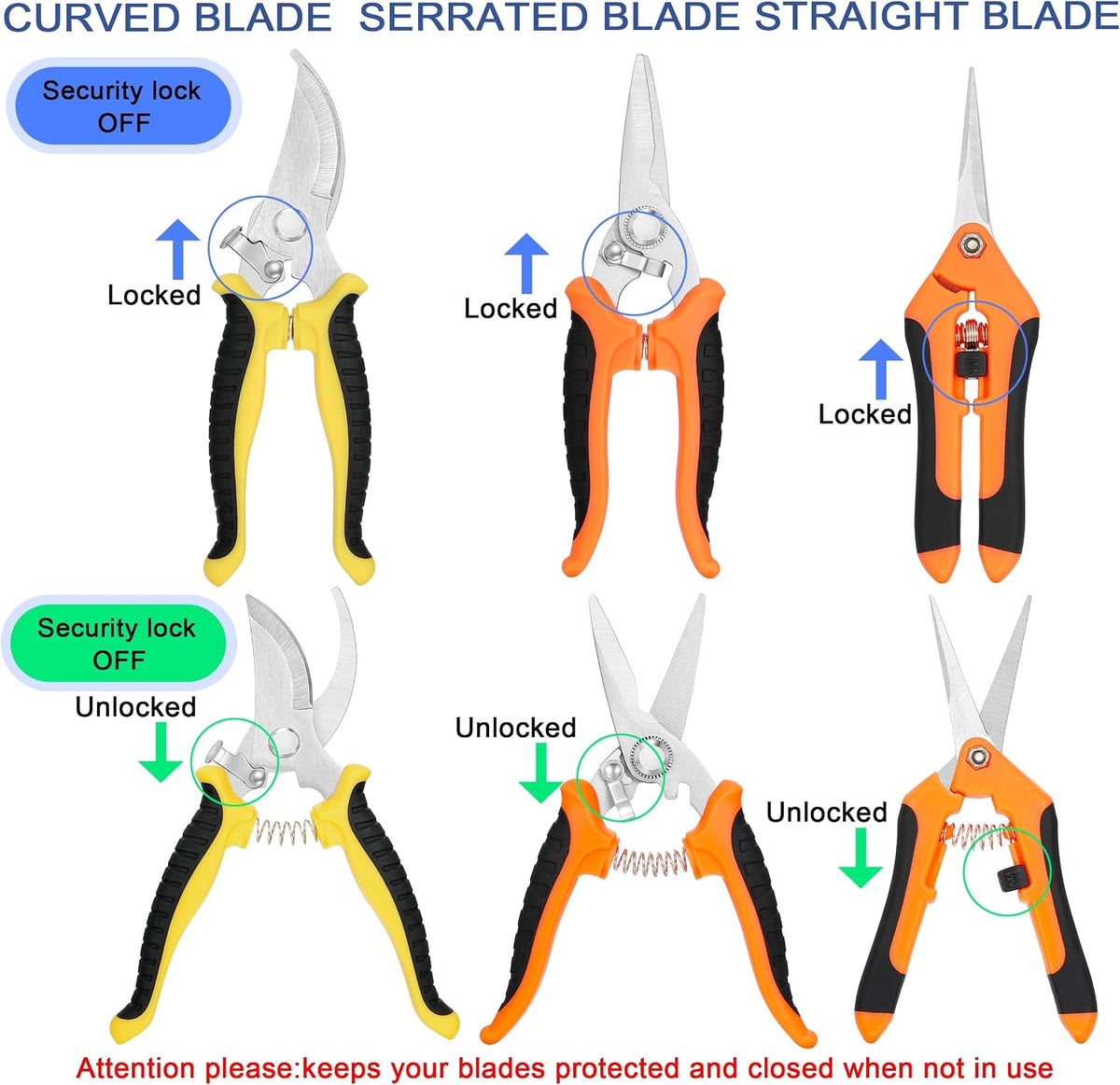 5‑Piece Garden Pruning Shears Set with Gloves & Storage Bag – Stainless Steel Trimming Scissors for Flowers, Herbs & Small Branches – Ergonomic Gardening Tools Kit (Multi-color)