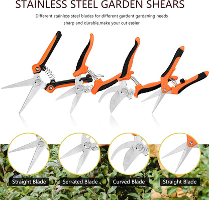 5‑Piece Garden Pruning Shears Set with Gloves & Storage Bag – Stainless Steel Trimming Scissors for Flowers, Herbs & Small Branches – Ergonomic Gardening Tools Kit (Multi-color)