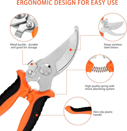 5‑Piece Garden Pruning Shears Set with Gloves & Storage Bag – Stainless Steel Trimming Scissors for Flowers, Herbs & Small Branches – Ergonomic Gardening Tools Kit (Multi-color)