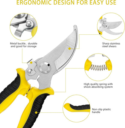 5‑Piece Garden Pruning Shears Set with Gloves & Storage Bag – Stainless Steel Trimming Scissors for Flowers, Herbs & Small Branches – Ergonomic Gardening Tools Kit (Multi-color)