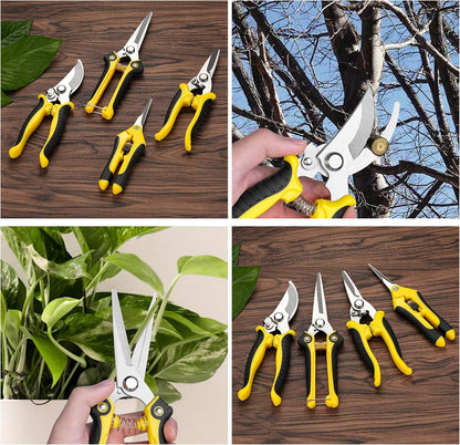 5‑Piece Garden Pruning Shears Set with Gloves & Storage Bag – Stainless Steel Trimming Scissors for Flowers, Herbs & Small Branches – Ergonomic Gardening Tools Kit (Multi-color)