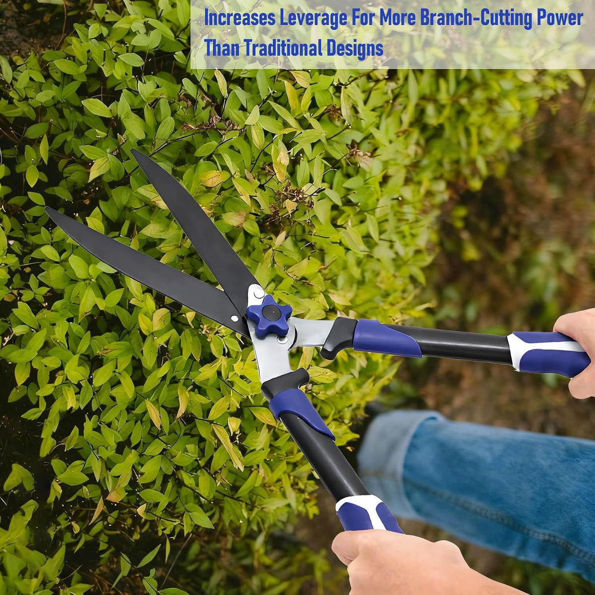 24" Hedge Shears, Wavy Blade Garden Scissors & Pruning Shears, Garden Shears For Trimming/Shaping Hedges and Shrubs in Lawn Yard