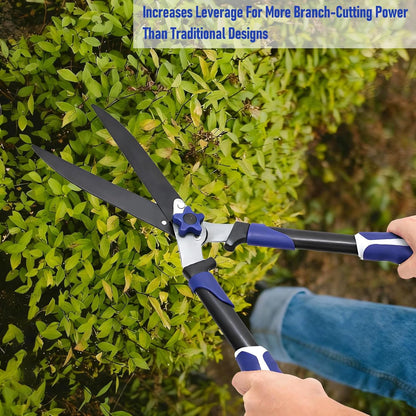 24" Hedge Shears, Wavy Blade Garden Scissors & Pruning Shears, Garden Shears For Trimming/Shaping Hedges and Shrubs in Lawn Yard