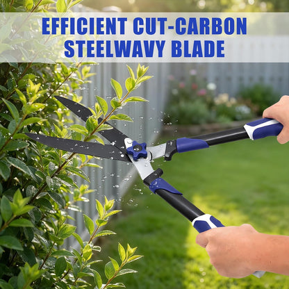 24" Hedge Shears, Wavy Blade Garden Scissors & Pruning Shears, Garden Shears For Trimming/Shaping Hedges and Shrubs in Lawn Yard
