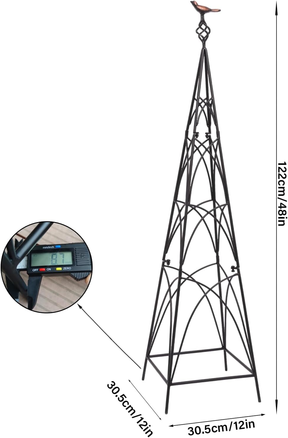 48" Obelisk Trellis for Climbing Plants - Metal Garden Support