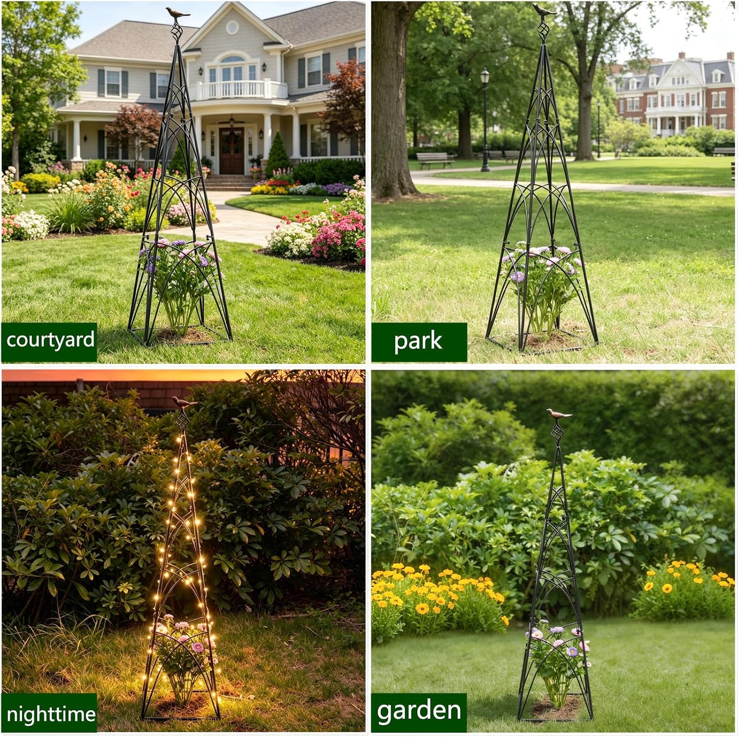 48" Obelisk Trellis for Climbing Plants - Metal Garden Support