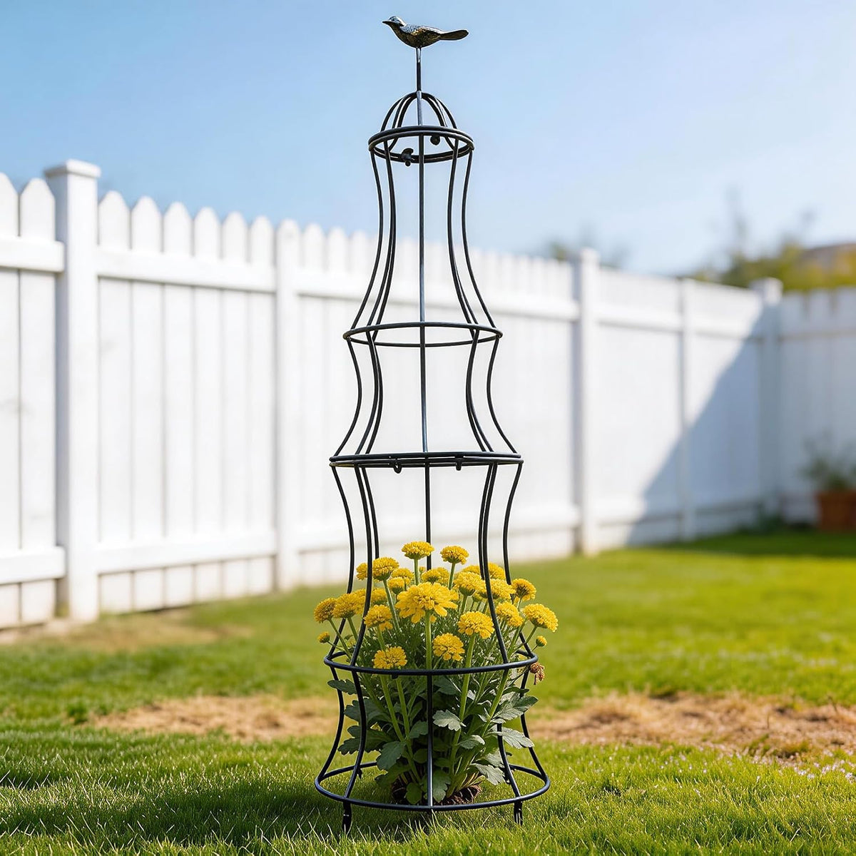 48" Obelisk Trellis for Climbing Plants - Metal Garden Support