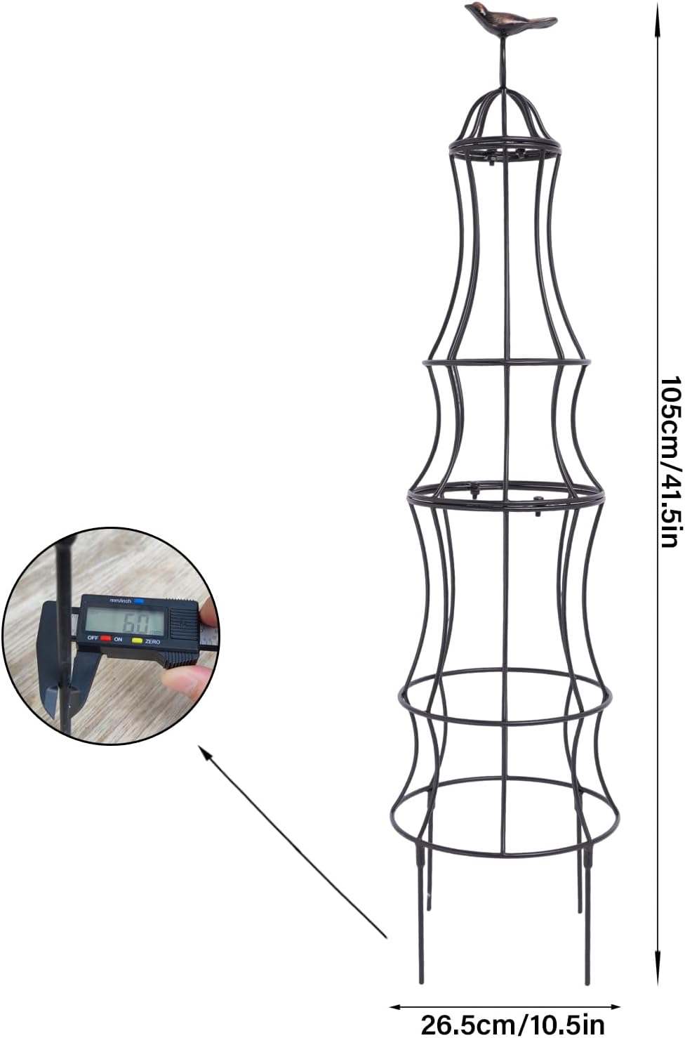 48" Obelisk Trellis for Climbing Plants - Metal Garden Support