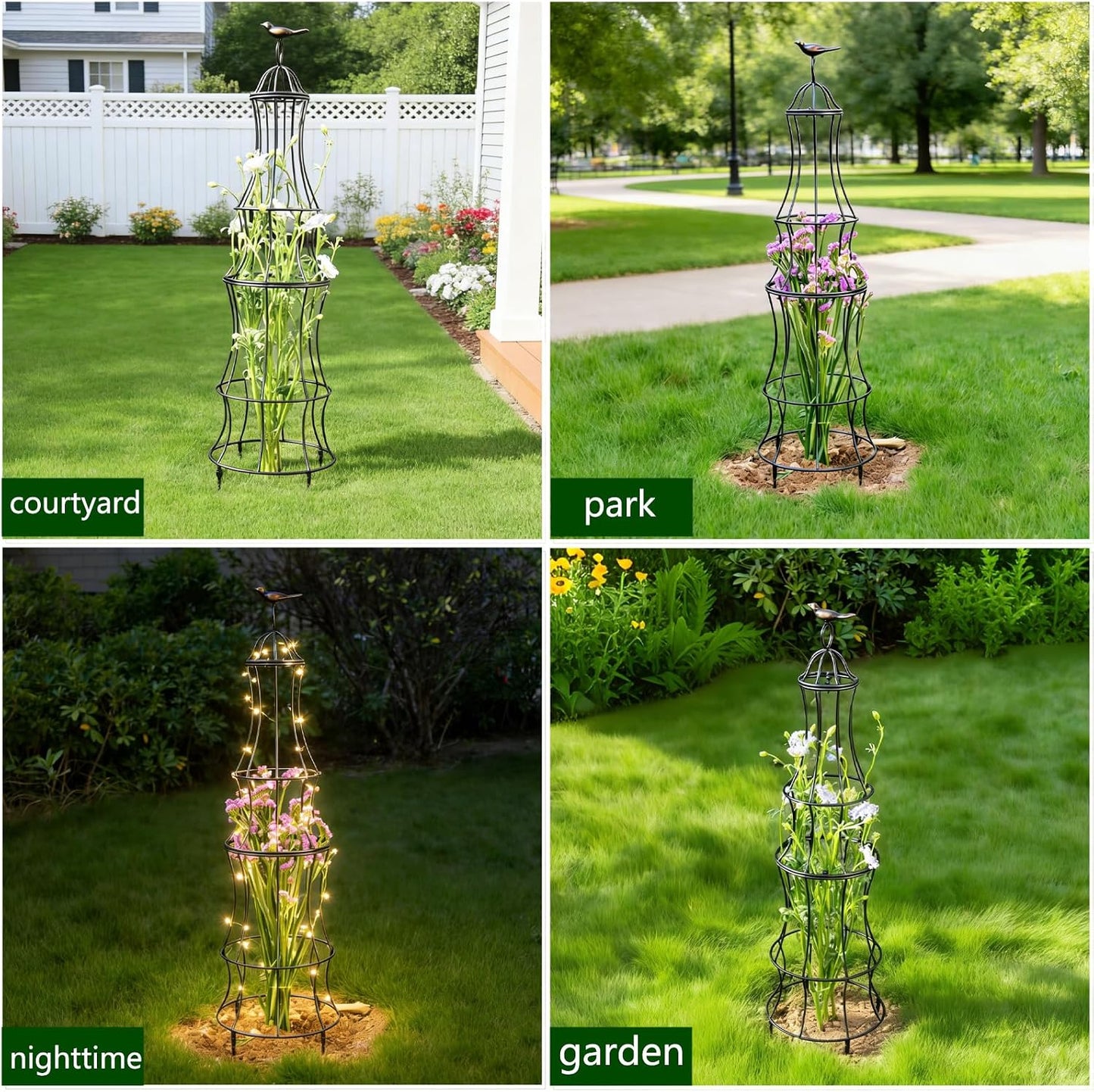 48" Obelisk Trellis for Climbing Plants - Metal Garden Support