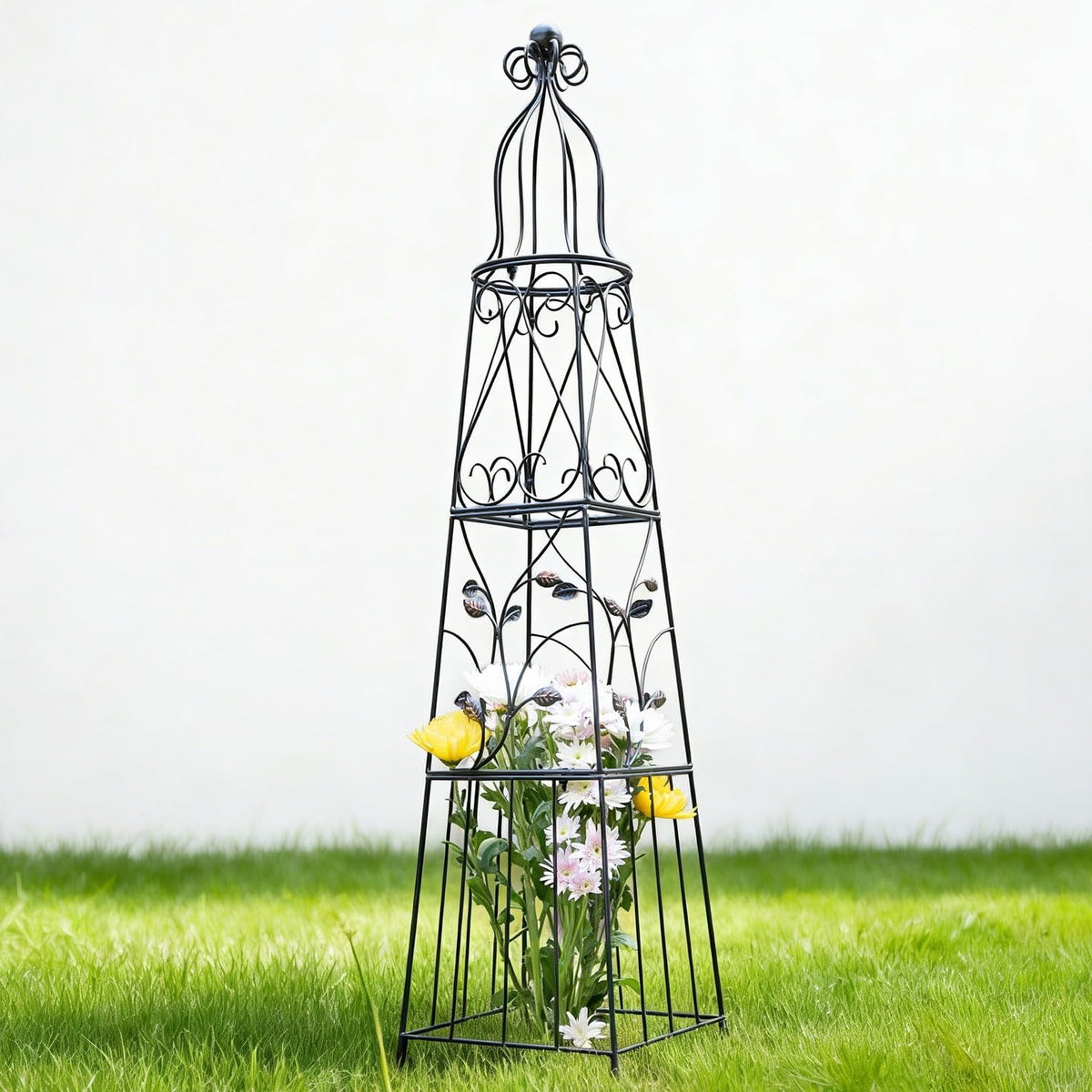 48" Obelisk Trellis for Climbing Plants - Metal Garden Support