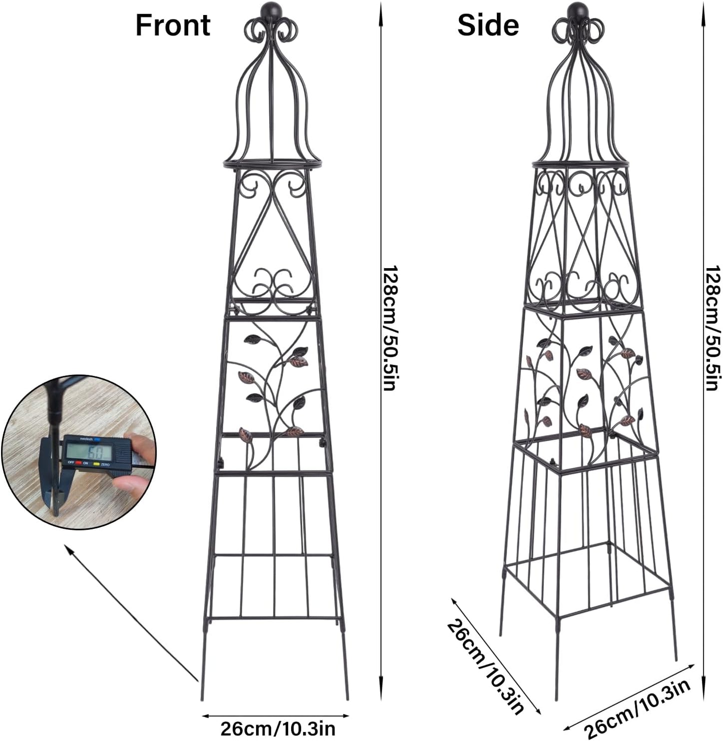 48" Obelisk Trellis for Climbing Plants - Metal Garden Support
