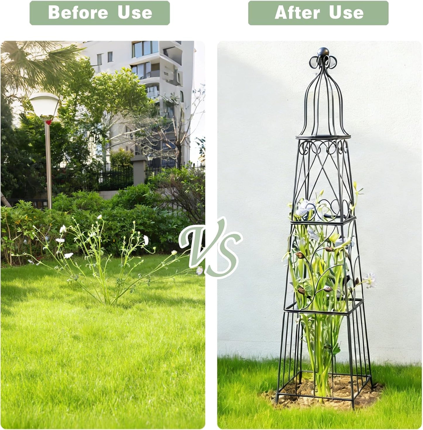 48" Obelisk Trellis for Climbing Plants - Metal Garden Support