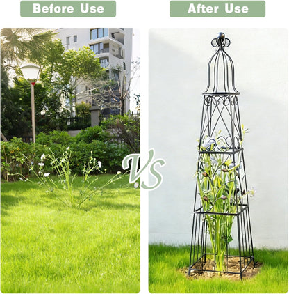 48" Obelisk Trellis for Climbing Plants - Metal Garden Support