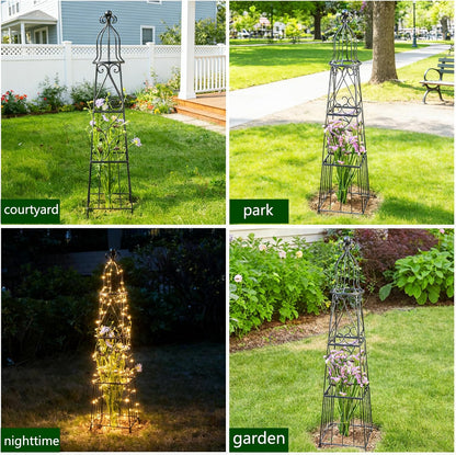 48" Obelisk Trellis for Climbing Plants - Metal Garden Support