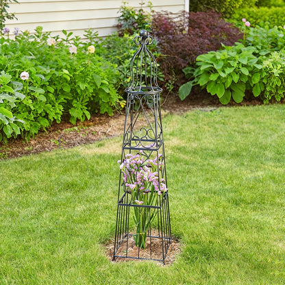 48" Obelisk Trellis for Climbing Plants - Metal Garden Support