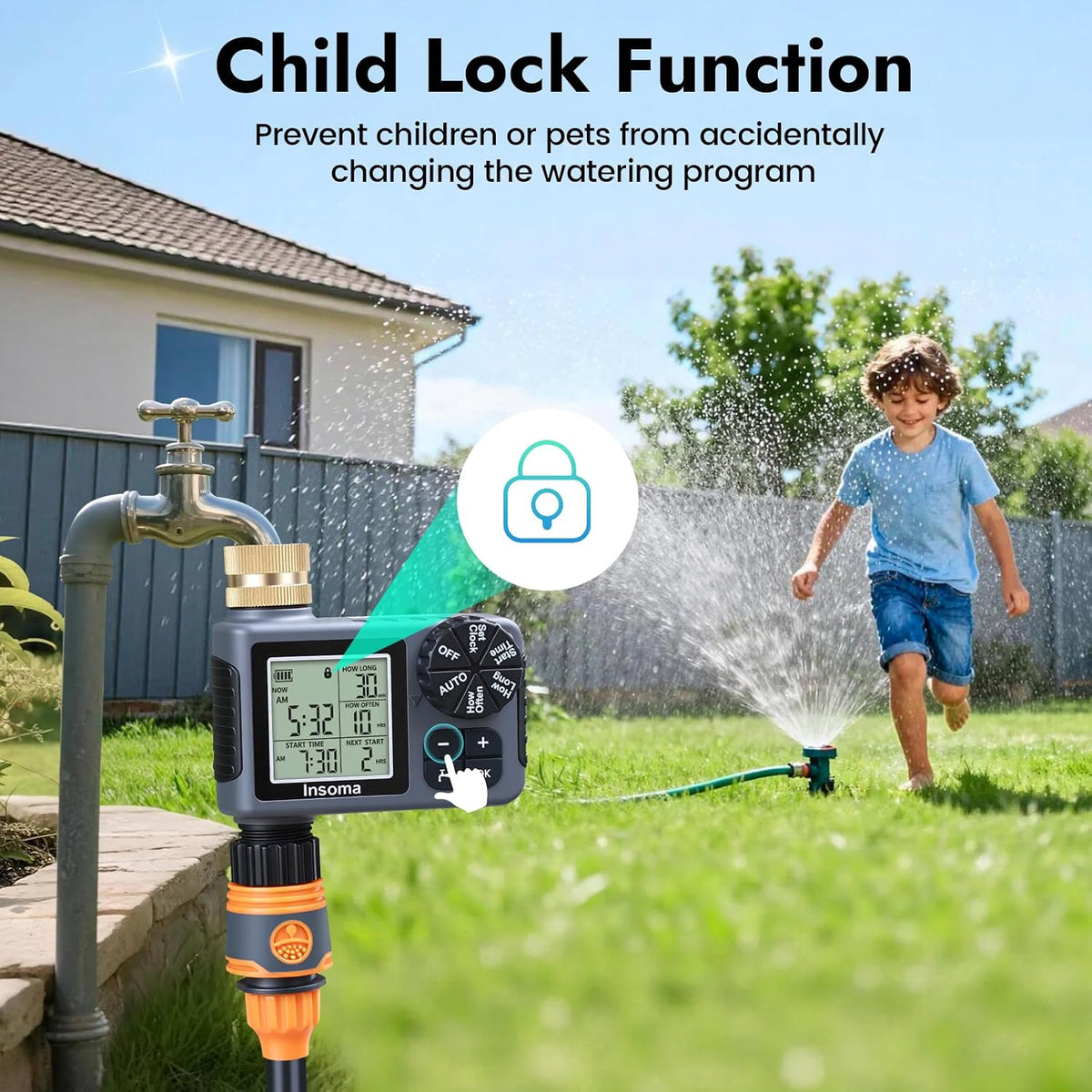 Sprinkler Timer with Brass Inlet, Water Timer for Garden Hose with Auto/Manual/Rain Delay Mode, Easy Setup Hose Timers for Lawn, Garden, Vacation Watering,1 Outlet