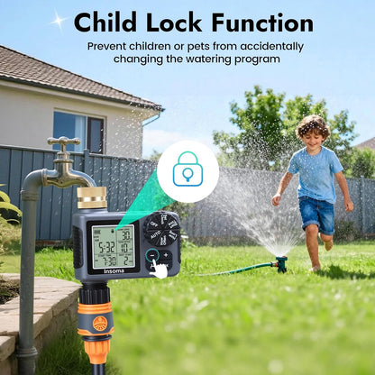 Sprinkler Timer with Brass Inlet, Water Timer for Garden Hose with Auto/Manual/Rain Delay Mode, Easy Setup Hose Timers for Lawn, Garden, Vacation Watering,1 Outlet