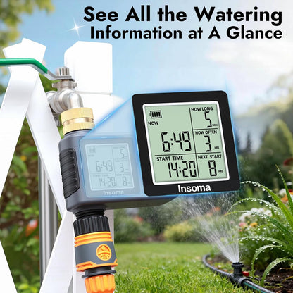 Sprinkler Timer with Brass Inlet, Water Timer for Garden Hose with Auto/Manual/Rain Delay Mode, Easy Setup Hose Timers for Lawn, Garden, Vacation Watering,1 Outlet