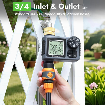 Sprinkler Timer with Brass Inlet, Water Timer for Garden Hose with Auto/Manual/Rain Delay Mode, Easy Setup Hose Timers for Lawn, Garden, Vacation Watering,1 Outlet