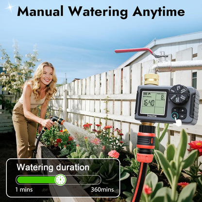 Sprinkler Timer with Brass Inlet, Water Timer for Garden Hose with Auto/Manual/Rain Delay Mode, Easy Setup Hose Timers for Lawn, Garden, Vacation Watering,1 Outlet