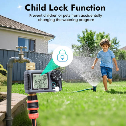 Sprinkler Timer with Brass Inlet, Water Timer for Garden Hose with Auto/Manual/Rain Delay Mode, Easy Setup Hose Timers for Lawn, Garden, Vacation Watering,1 Outlet