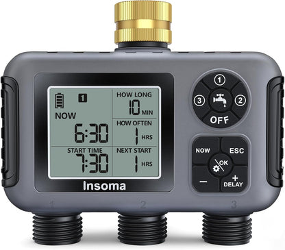 Sprinkler Timer with Brass Inlet, Water Timer for Garden Hose with Auto/Manual/Rain Delay Mode, Easy Setup Hose Timers for Lawn, Garden, Vacation Watering,1 Outlet