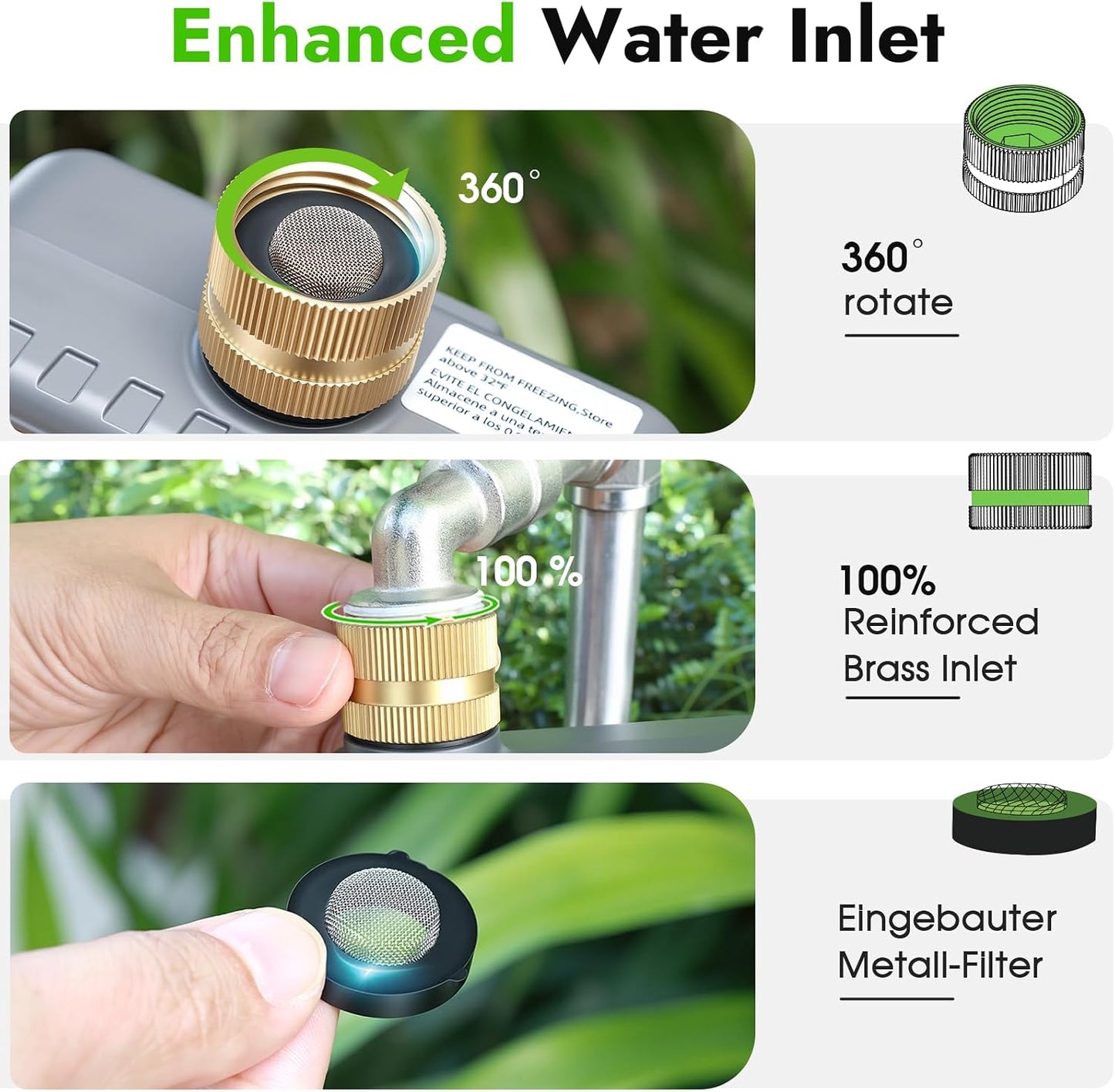Sprinkler Timer with Brass Inlet, Water Timer for Garden Hose with Auto/Manual/Rain Delay Mode, Easy Setup Hose Timers for Lawn, Garden, Vacation Watering,1 Outlet