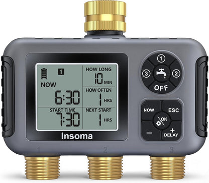 Sprinkler Timer with Brass Inlet, Water Timer for Garden Hose with Auto/Manual/Rain Delay Mode, Easy Setup Hose Timers for Lawn, Garden, Vacation Watering,1 Outlet