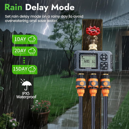 Sprinkler Timer with Brass Inlet, Water Timer for Garden Hose with Auto/Manual/Rain Delay Mode, Easy Setup Hose Timers for Lawn, Garden, Vacation Watering,1 Outlet