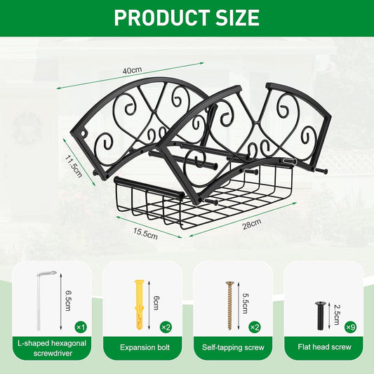 Garden Hose Holder Heavy Duty Metal Water Hose Holder, Hose Hanger Wall Mounted Metal Detachable Hose Storage Organizer for Outside Yard Lawn