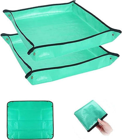 2PCS 26.8" x 26.8" Plant Repotting Mat Waterproof Transplanting Mat Indoor Succulent Potting Mat Portable Gardening Soil Changing and Watering mat Square and Foldable Garden mat