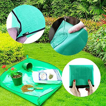 2PCS 26.8" x 26.8" Plant Repotting Mat Waterproof Transplanting Mat Indoor Succulent Potting Mat Portable Gardening Soil Changing and Watering mat Square and Foldable Garden mat