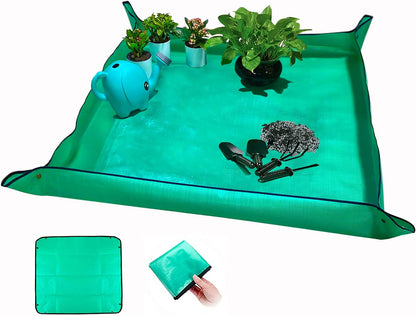 2PCS 26.8" x 26.8" Plant Repotting Mat Waterproof Transplanting Mat Indoor Succulent Potting Mat Portable Gardening Soil Changing and Watering mat Square and Foldable Garden mat