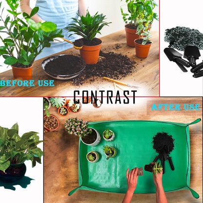 2PCS 26.8" x 26.8" Plant Repotting Mat Waterproof Transplanting Mat Indoor Succulent Potting Mat Portable Gardening Soil Changing and Watering mat Square and Foldable Garden mat
