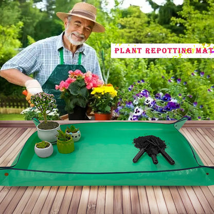 2PCS 26.8" x 26.8" Plant Repotting Mat Waterproof Transplanting Mat Indoor Succulent Potting Mat Portable Gardening Soil Changing and Watering mat Square and Foldable Garden mat