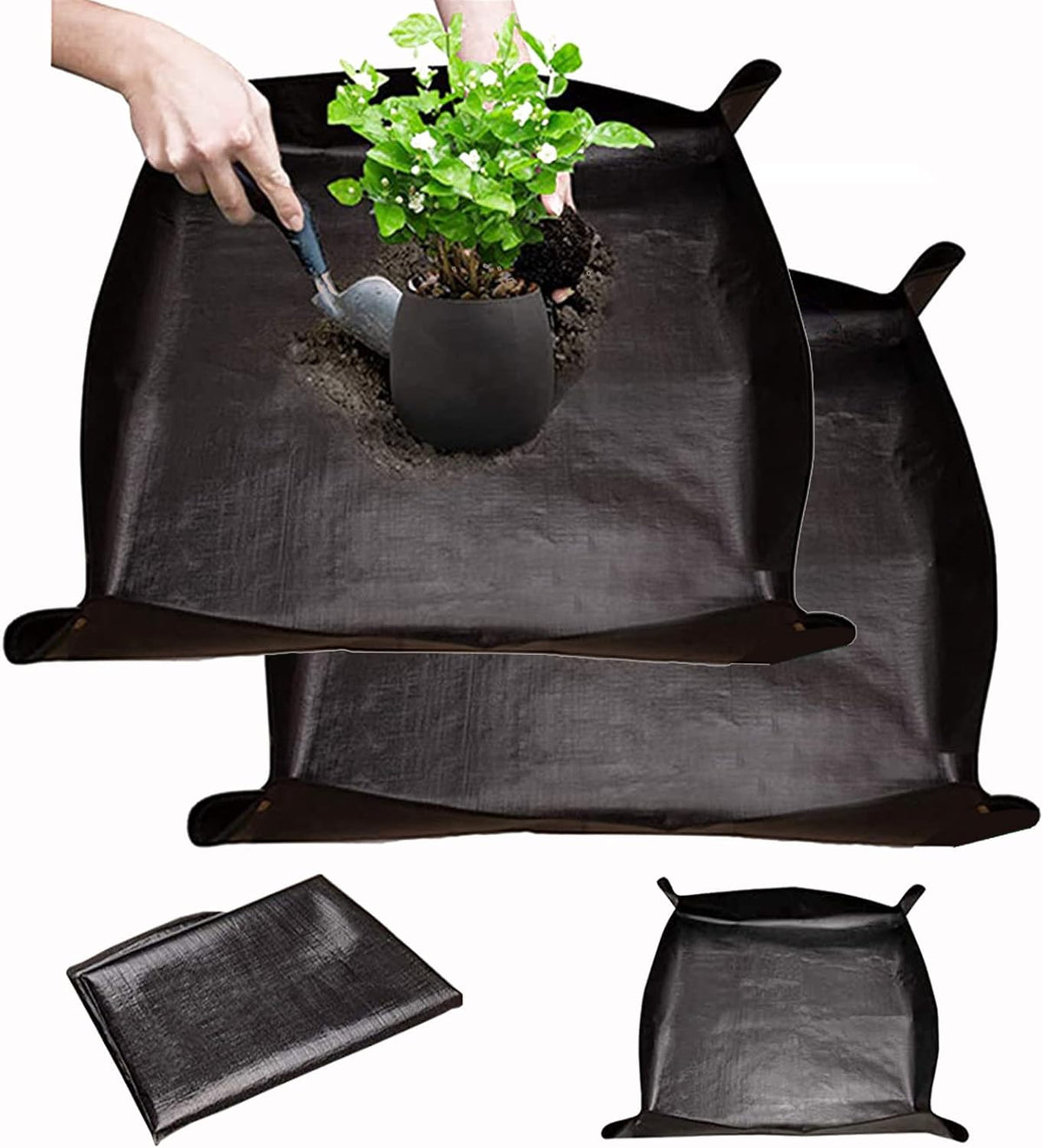 2PCS 26.8" x 26.8" Plant Repotting Mat Waterproof Transplanting Mat Indoor Succulent Potting Mat Portable Gardening Soil Changing and Watering mat Square and Foldable Garden mat