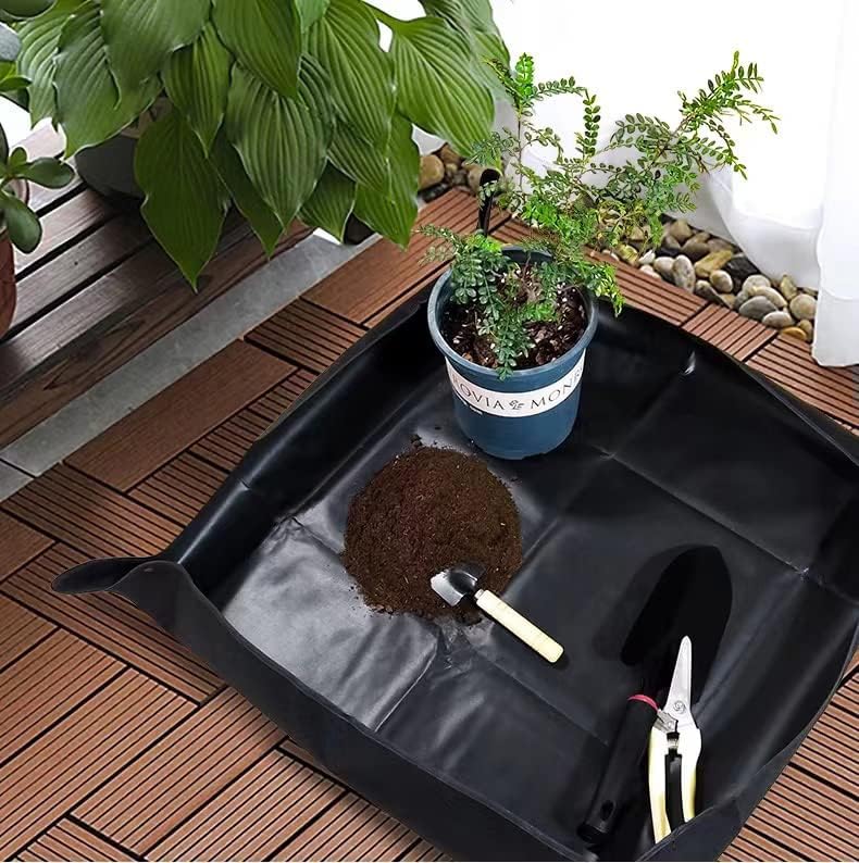 2PCS 26.8" x 26.8" Plant Repotting Mat Waterproof Transplanting Mat Indoor Succulent Potting Mat Portable Gardening Soil Changing and Watering mat Square and Foldable Garden mat
