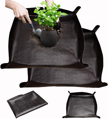 2PCS 26.8" x 26.8" Plant Repotting Mat Waterproof Transplanting Mat Indoor Succulent Potting Mat Portable Gardening Soil Changing and Watering mat Square and Foldable Garden mat