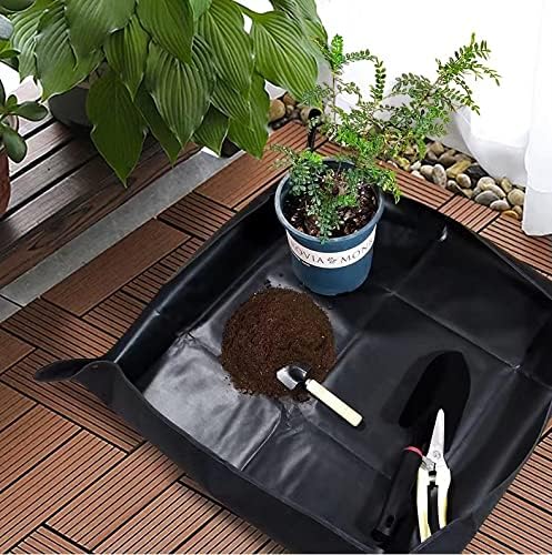 2PCS 26.8" x 26.8" Plant Repotting Mat Waterproof Transplanting Mat Indoor Succulent Potting Mat Portable Gardening Soil Changing and Watering mat Square and Foldable Garden mat