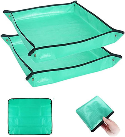 2PCS 26.8" x 26.8" Plant Repotting Mat Waterproof Transplanting Mat Indoor Succulent Potting Mat Portable Gardening Soil Changing and Watering mat Square and Foldable Garden mat