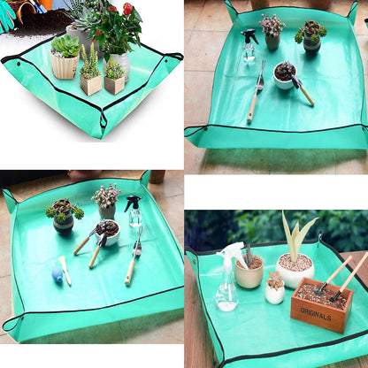2PCS 26.8" x 26.8" Plant Repotting Mat Waterproof Transplanting Mat Indoor Succulent Potting Mat Portable Gardening Soil Changing and Watering mat Square and Foldable Garden mat
