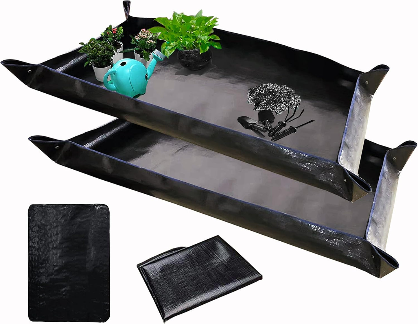 2PCS 26.8" x 26.8" Plant Repotting Mat Waterproof Transplanting Mat Indoor Succulent Potting Mat Portable Gardening Soil Changing and Watering mat Square and Foldable Garden mat