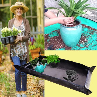 2PCS 26.8" x 26.8" Plant Repotting Mat Waterproof Transplanting Mat Indoor Succulent Potting Mat Portable Gardening Soil Changing and Watering mat Square and Foldable Garden mat