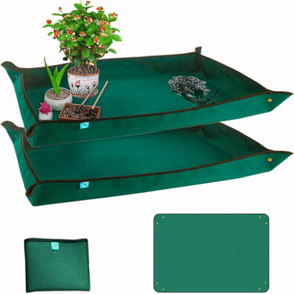 2PCS 26.8" x 26.8" Plant Repotting Mat Waterproof Transplanting Mat Indoor Succulent Potting Mat Portable Gardening Soil Changing and Watering mat Square and Foldable Garden mat