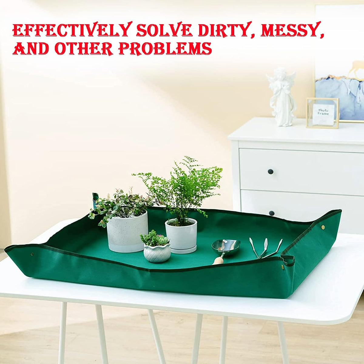 2PCS 26.8" x 26.8" Plant Repotting Mat Waterproof Transplanting Mat Indoor Succulent Potting Mat Portable Gardening Soil Changing and Watering mat Square and Foldable Garden mat