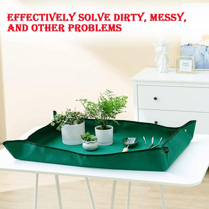 2PCS 26.8" x 26.8" Plant Repotting Mat Waterproof Transplanting Mat Indoor Succulent Potting Mat Portable Gardening Soil Changing and Watering mat Square and Foldable Garden mat
